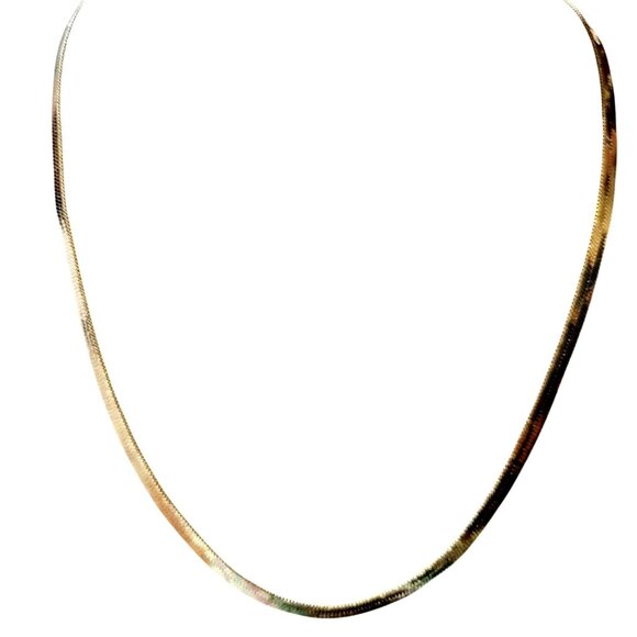 American Showcase Jewelry - Vintage Gold Tone Herringbone Chain Necklace 16" American Showcase Korea